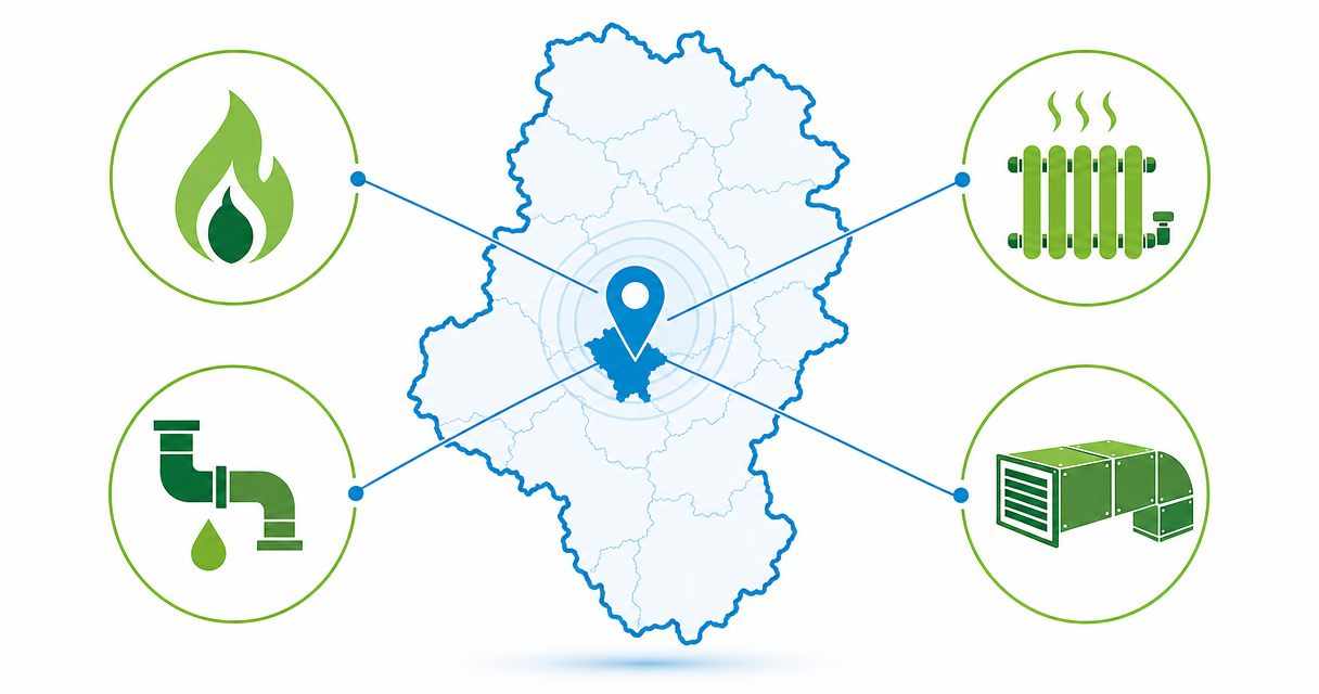 Zasięg działania biura projektowego instalacji sanitarnych ERAN na Śląsku