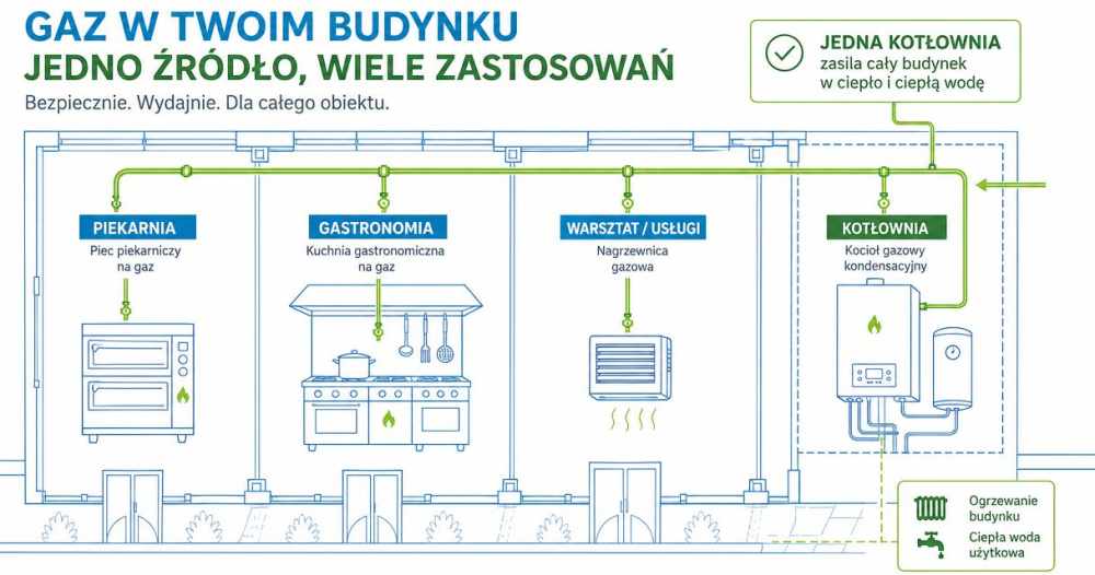 Lokale gazowe w budynku handlowo-usługowym z instalacją gazową
