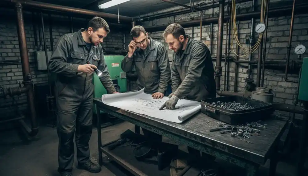 Technicy analizują plany modernizacji instalacji