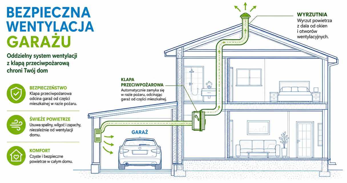 garaz wbudowany wentylacja Wentylacja garażu wbudowanego zaprojektowana odrębnie od instalacji mieszkania
