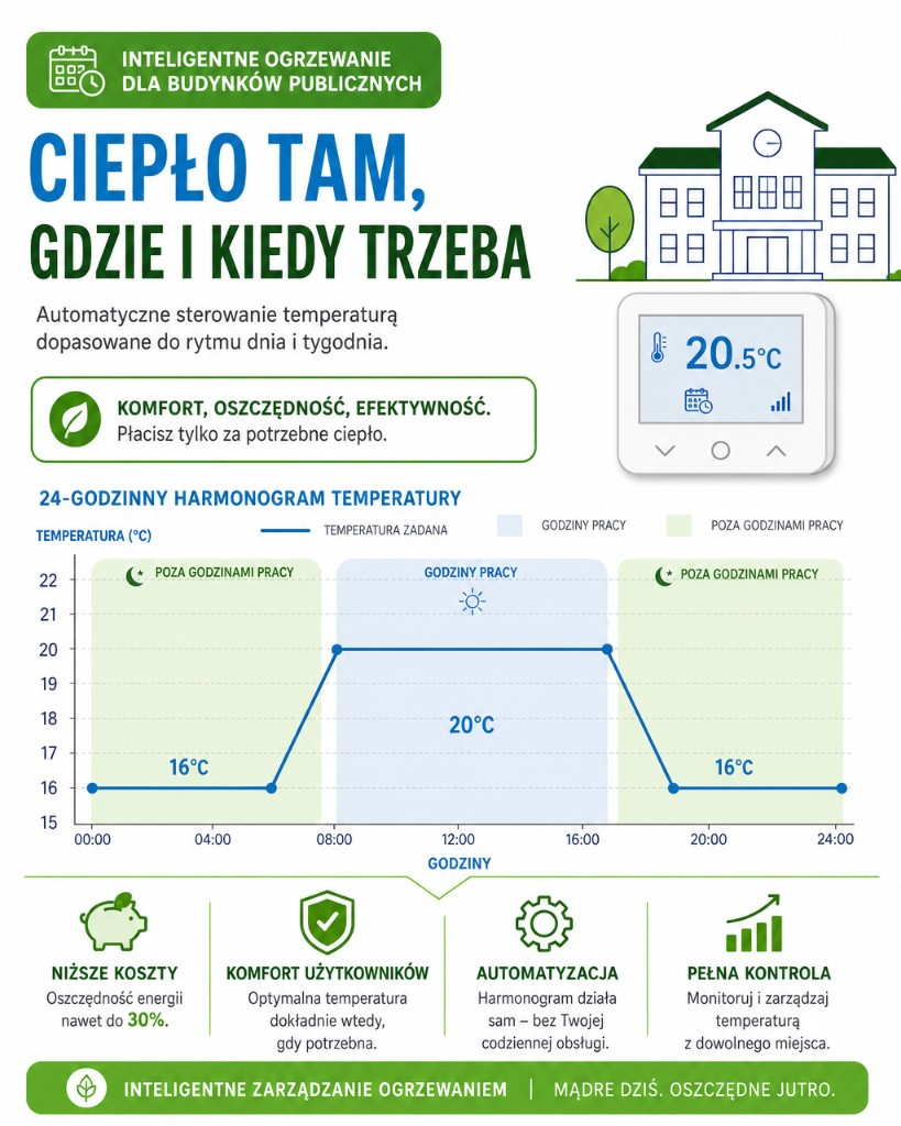 harmonogram temperatur 24h Harmonogram temperatur w cyklu 24h dla budynku użyteczności publicznej