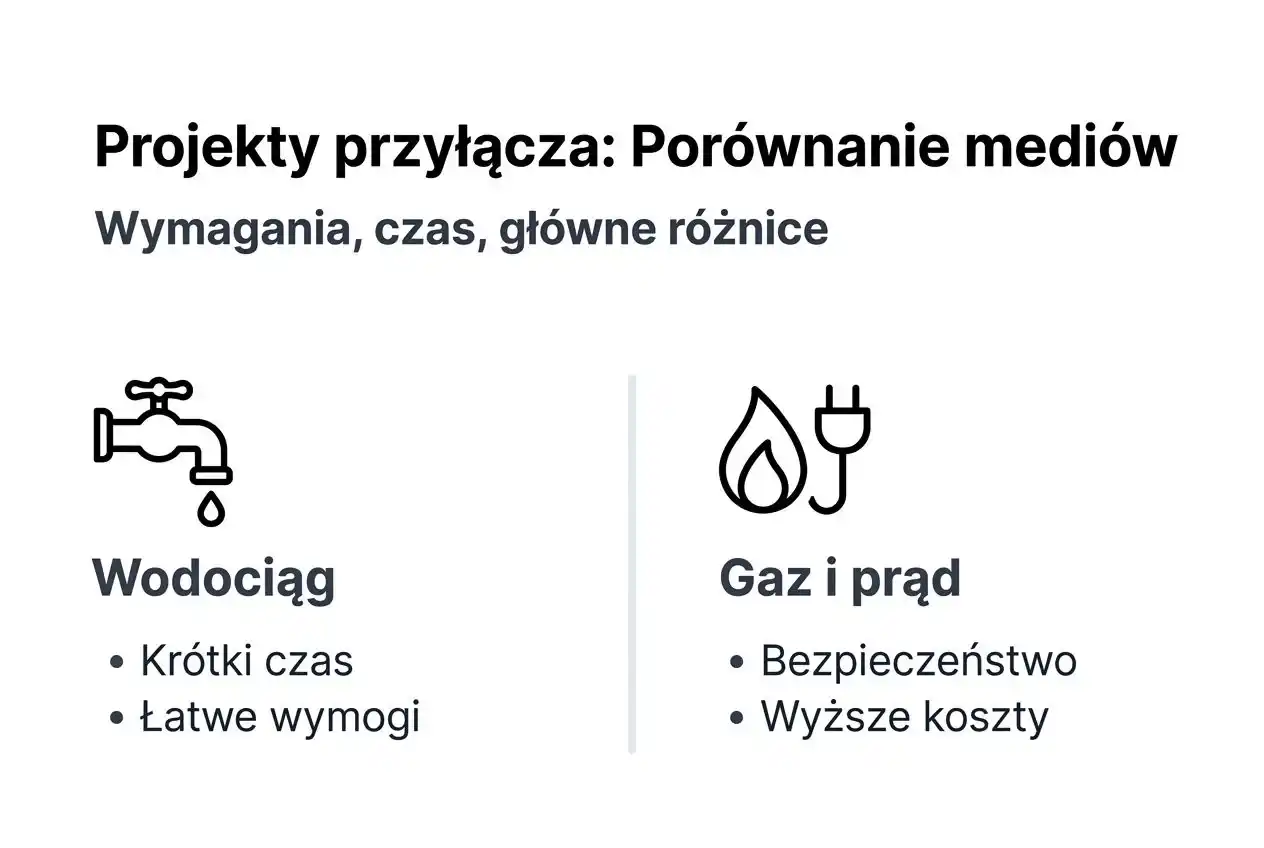 Porównawcza infografika różnych wariantów przyłącza