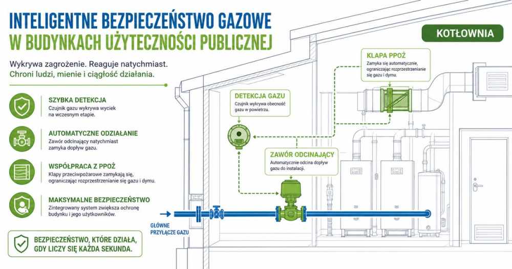 Zabezpieczenia instalacji gazowej w budynku użyteczności publicznej
